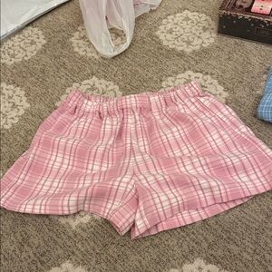 NWOT brandy melville Pink Plaid Shorts
